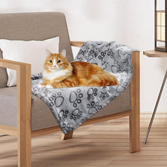 Large Dog Fleece Blanket Soft Warm Paw Print Flannel Throw
