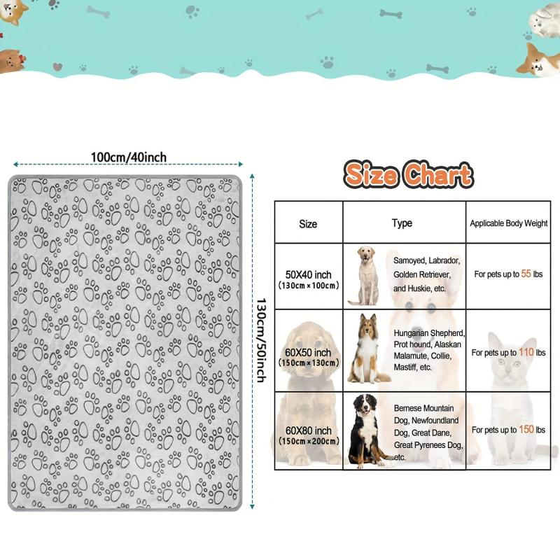 Large Dog Fleece Blanket Soft Warm Paw Print Flannel Throw