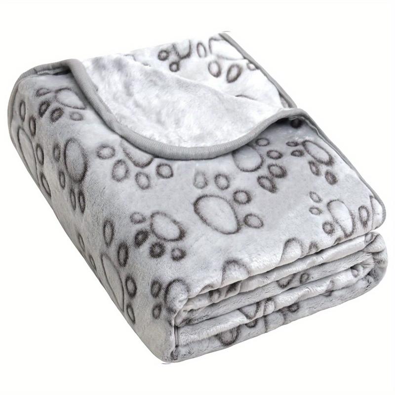 Large Dog Fleece Blanket Soft Warm Paw Print Flannel Throw