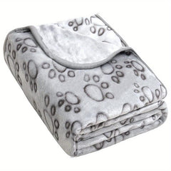 Large Dog Fleece Blanket Soft Warm Paw Print Flannel Throw