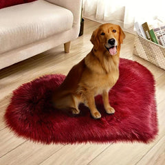 Cozy Heart Shaped Pet Bed Blanket for Dogs and Cats Wine Red Plush Blanket
