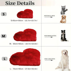 Cozy Heart Shaped Pet Bed Blanket for Dogs and Cats Wine Red Plush Blanket
