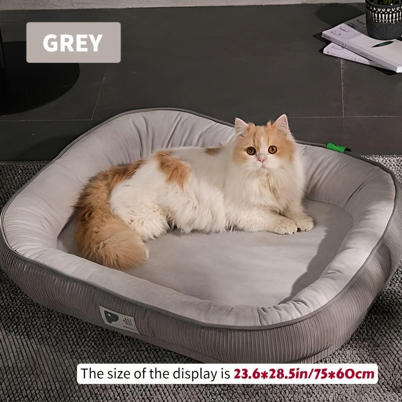 Cozy Oval Cat Sofa Bed Raised Edge Neck Support Plush Cover