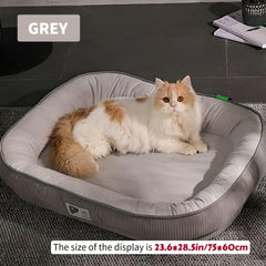 Cozy Oval Cat Sofa Bed Raised Edge Neck Support Plush Cover