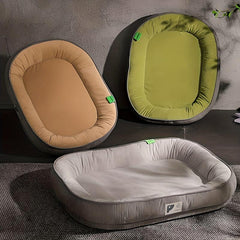 Cozy Oval Cat Sofa Bed Raised Edge Neck Support Plush Cover