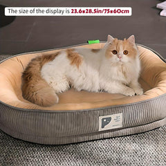 Cozy Oval Cat Sofa Bed Raised Edge Neck Support Plush Cover