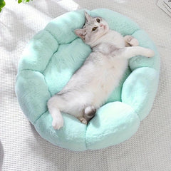 Warm Plush Pet Cat Bed Soft Flower Cat Cushion Mat Autumn And Winter Cat Bed