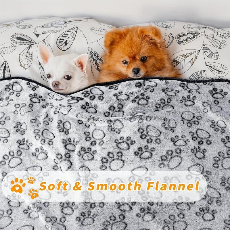 Coral Fleece Paw Print Pet Blanket Dog Nest Mat