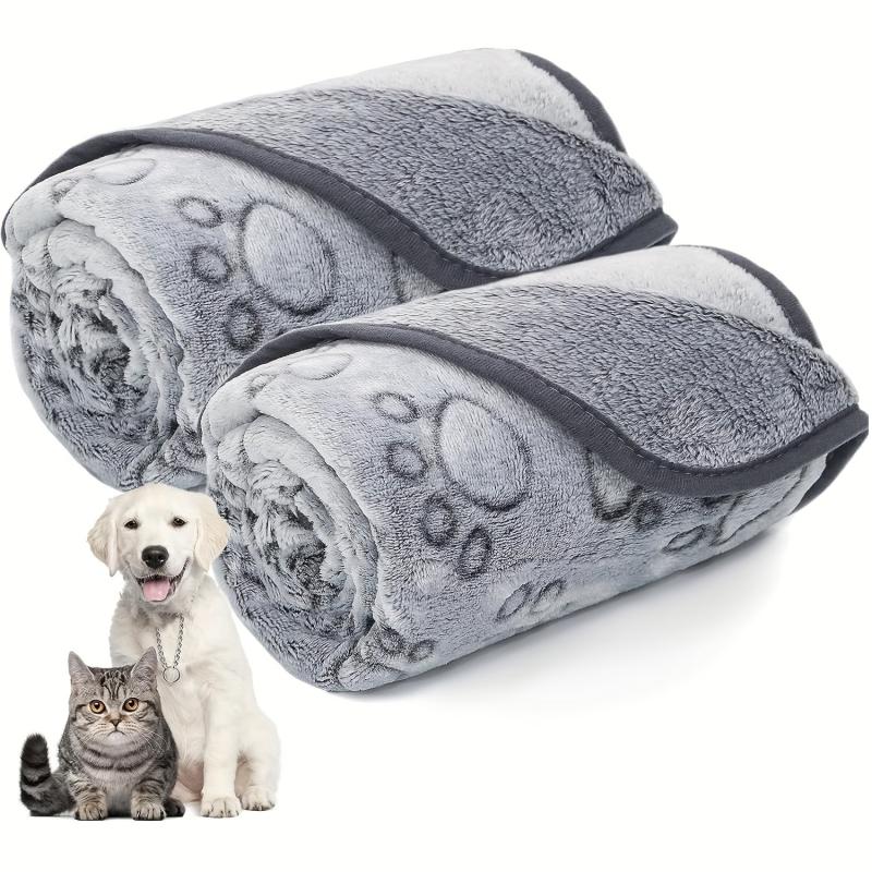 Coral Fleece Paw Print Pet Blanket Dog Nest Mat