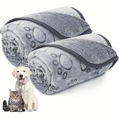 Coral Fleece Paw Print Pet Blanket Dog Nest Mat