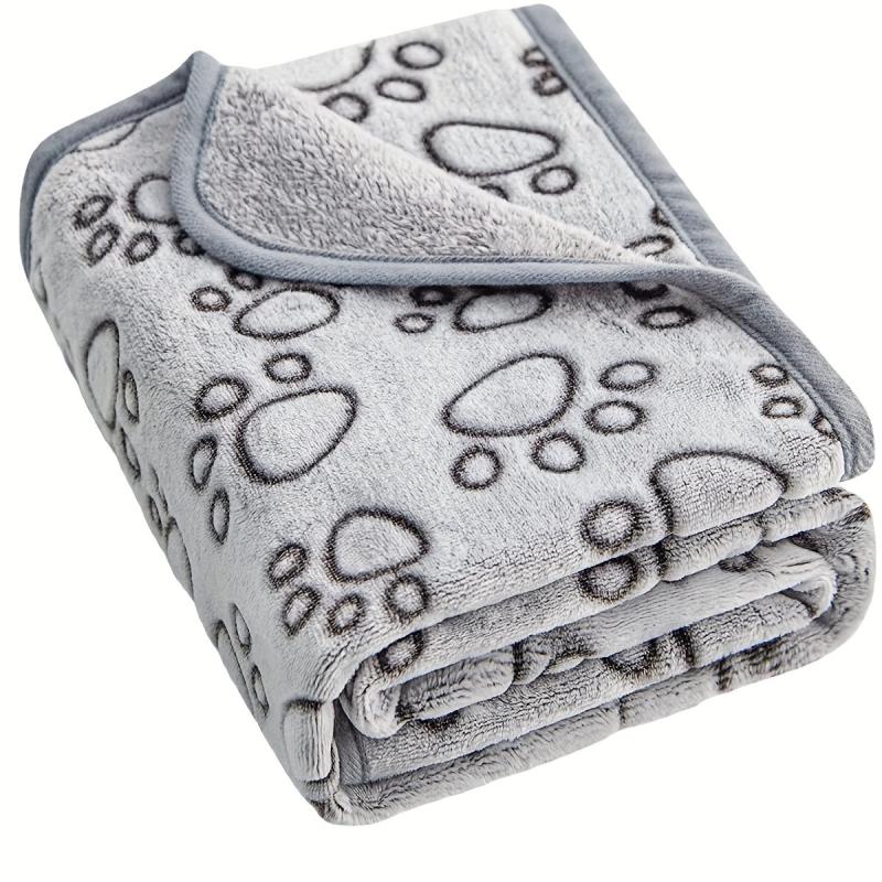 Coral Fleece Paw Print Pet Blanket Dog Nest Mat