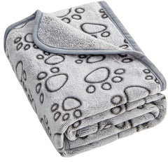 Coral Fleece Paw Print Pet Blanket Dog Nest Mat