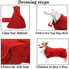 Dog Bathrobe Microfiber Drying Towel Cat Hood Pet Bath Grooming