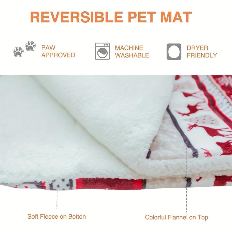 Christmas Elk Dog Mat Soft Double-sided Pet Blanket