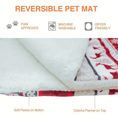 Christmas Elk Dog Mat Soft Double-sided Pet Blanket