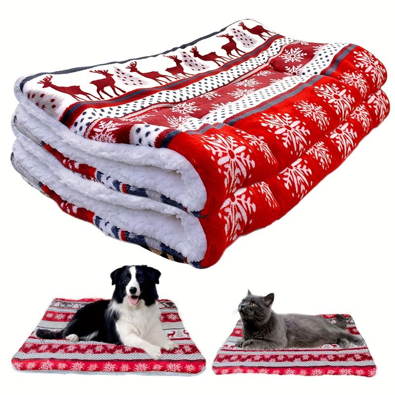 Christmas Elk Dog Mat Soft Double-sided Pet Blanket