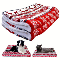Christmas Elk Dog Mat Soft Double-sided Pet Blanket