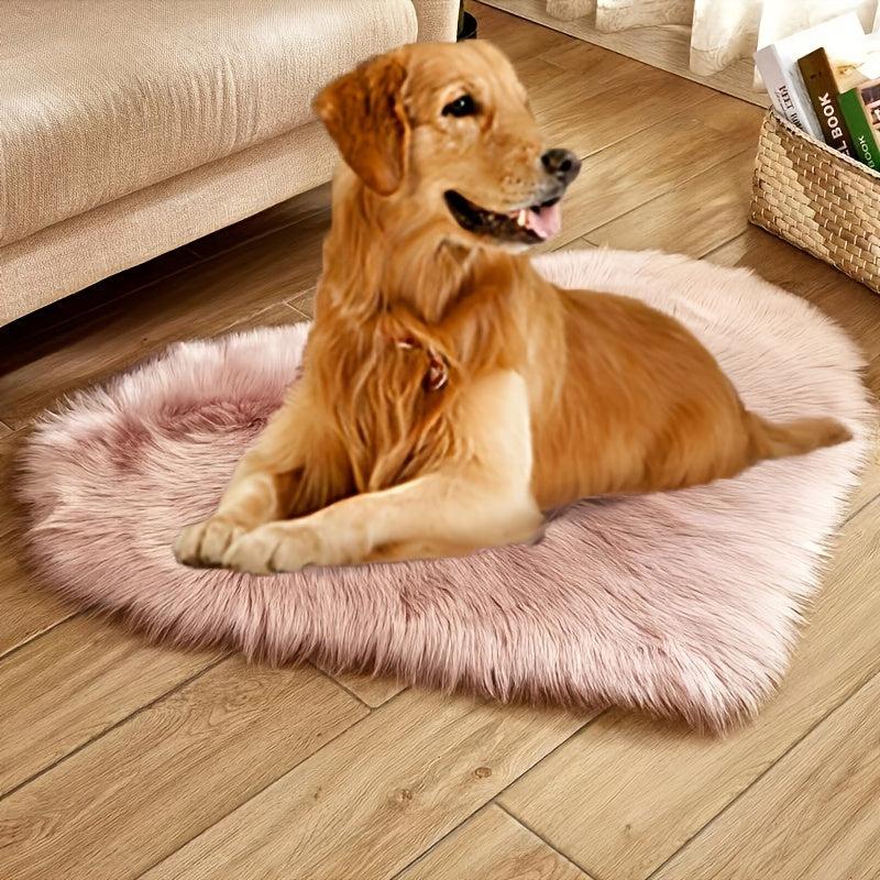 Heart Shaped Cozy Pet Bed Blanket Soft Plush for Dogs Cats Light Pink