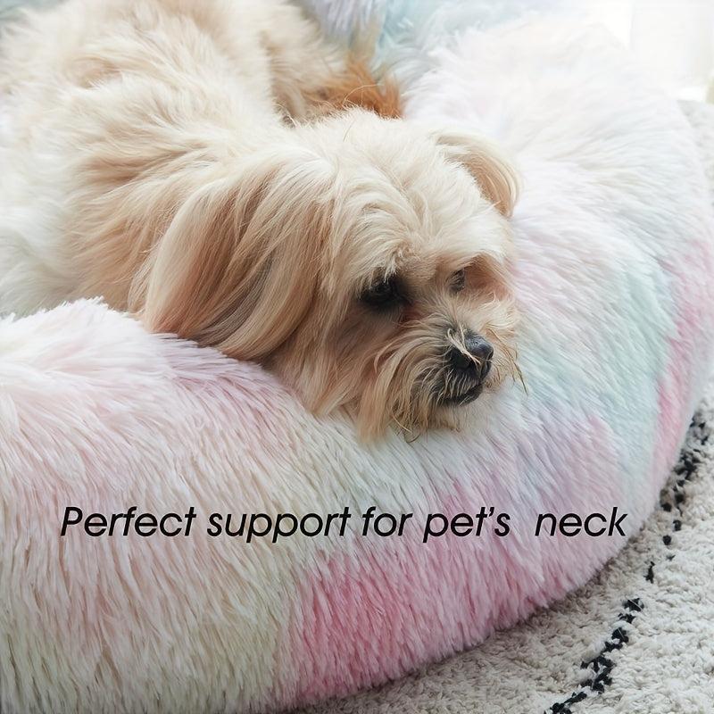 Calming Dog & Cat Bed Anti Anxiety Donut Warm Cozy Soft Round Bed