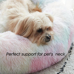 Calming Dog & Cat Bed Anti Anxiety Donut Warm Cozy Soft Round Bed