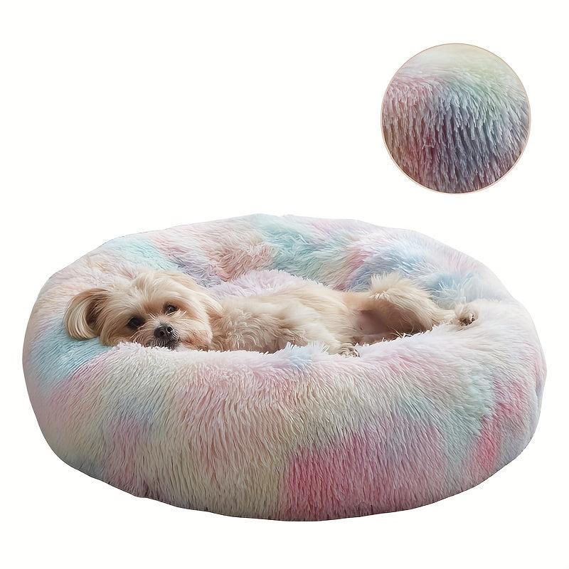 Calming Dog & Cat Bed Anti Anxiety Donut Warm Cozy Soft Round Bed