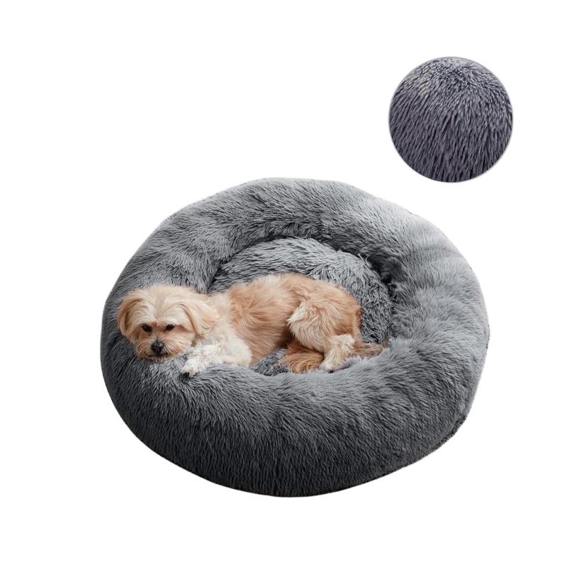 Calming Dog & Cat Bed Anti Anxiety Donut Warm Cozy Soft Round Bed