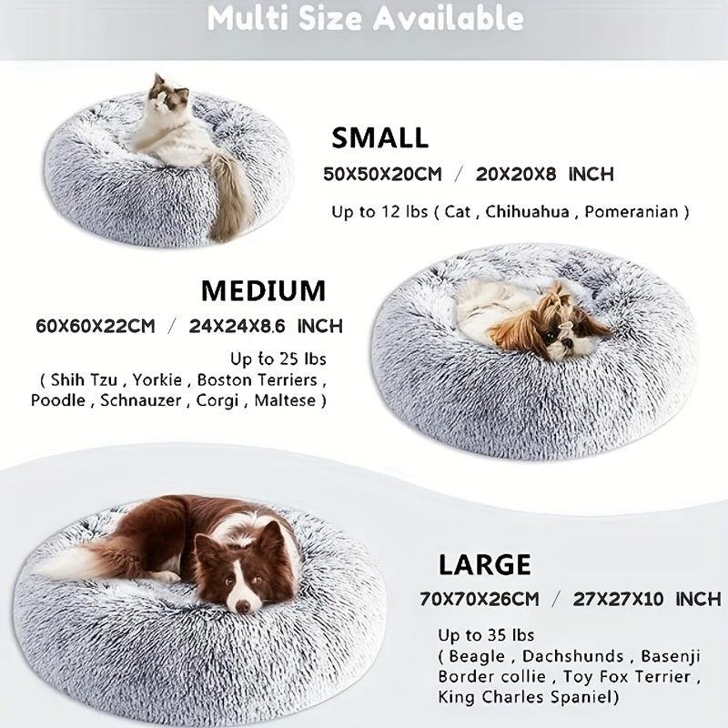 Calming Dog & Cat Bed Anti Anxiety Donut Warm Cozy Soft Round Bed