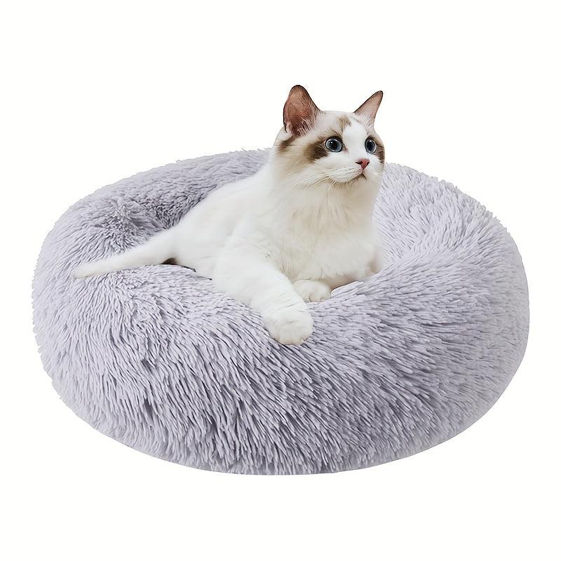 Calming Dog & Cat Bed Anti Anxiety Donut Warm Cozy Soft Round Bed