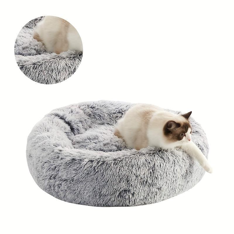 Calming Dog & Cat Bed Anti Anxiety Donut Warm Cozy Soft Round Bed
