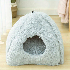 Heated Cat Bed Cave for Indoor Cats - Self Warming Fluffy Donut Pet Bed