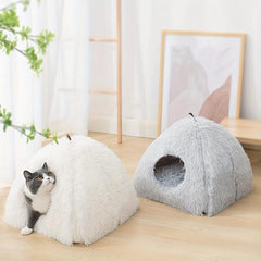 Heated Cat Bed Cave for Indoor Cats - Self Warming Fluffy Donut Pet Bed