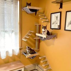 Wall Mounted Cat Climbing Ladder with Sisal Rope