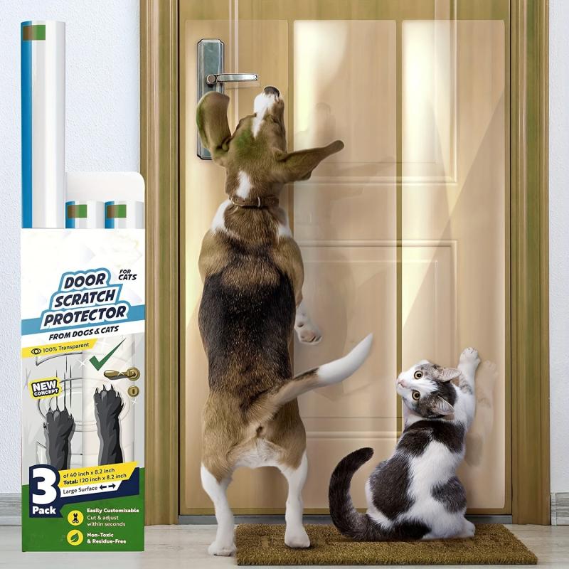 3pcs Door Protector Dog Scratch Cat Guard Clear