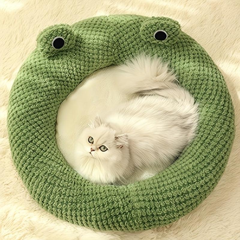 Cartoon Frog Cat Sleeping Bed Warm Plush Cat Nest Cat Winter House
