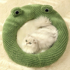 Cartoon Frog Cat Sleeping Bed Warm Plush Cat Nest Cat Winter House