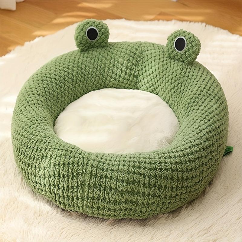 Cartoon Frog Cat Sleeping Bed Warm Plush Cat Nest Cat Winter House