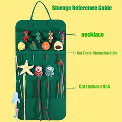 Cat Teaser Stick & Felt Storage Bag Set - Pet Accessory Display
