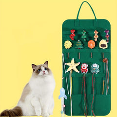 Cat Teaser Stick & Felt Storage Bag Set - Pet Accessory Display