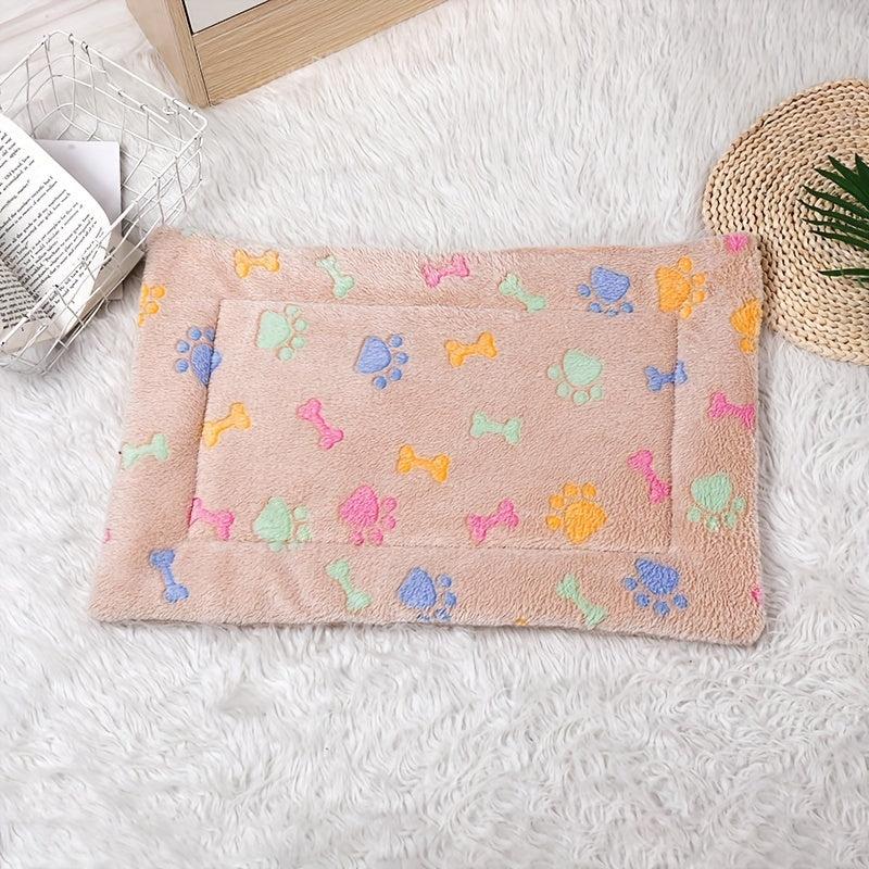 Cartoon Light Coffee Dog Paw Pattern Thickened Double Layer Pet Mat