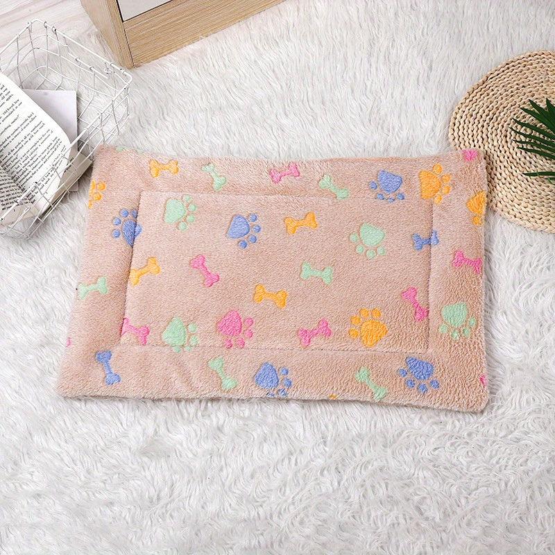 Cartoon Light Coffee Dog Paw Pattern Thickened Double Layer Pet Mat