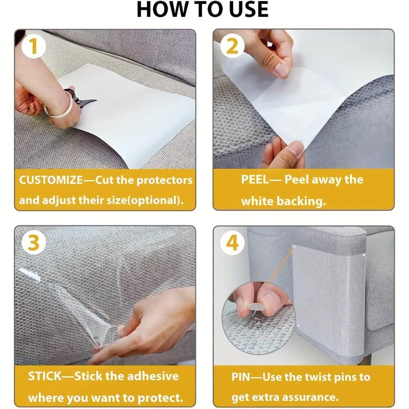8pcs Cat Scratch Deterrent Furniture Protector Tapes