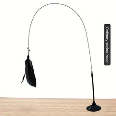 Feather Cat Teaser Stick Toy with Bell and Suction Cup