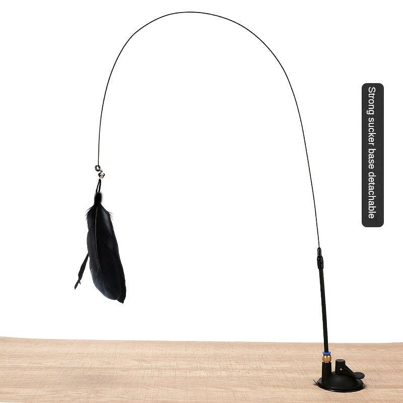 Feather Cat Teaser Stick Toy with Bell and Suction Cup