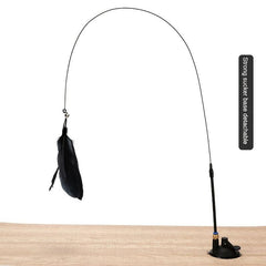 Feather Cat Teaser Stick Toy with Bell and Suction Cup