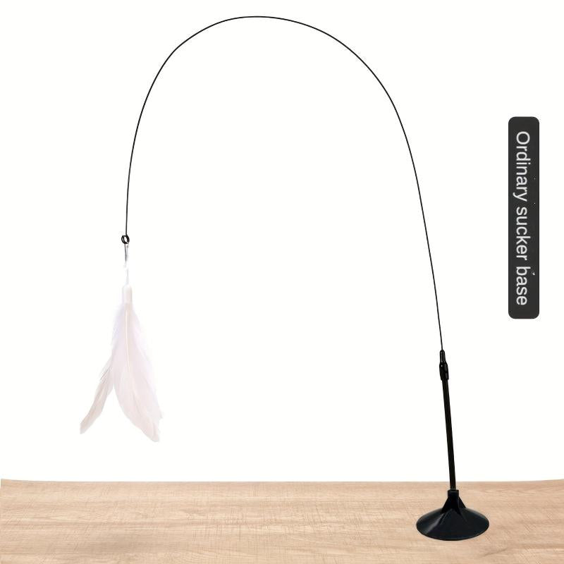 Feather Cat Teaser Stick Toy with Bell and Suction Cup