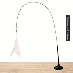 Feather Cat Teaser Stick Toy with Bell and Suction Cup