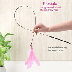 Feather Cat Teaser Stick Toy with Bell and Suction Cup