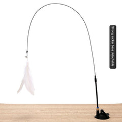 Feather Cat Teaser Stick Toy with Bell and Suction Cup