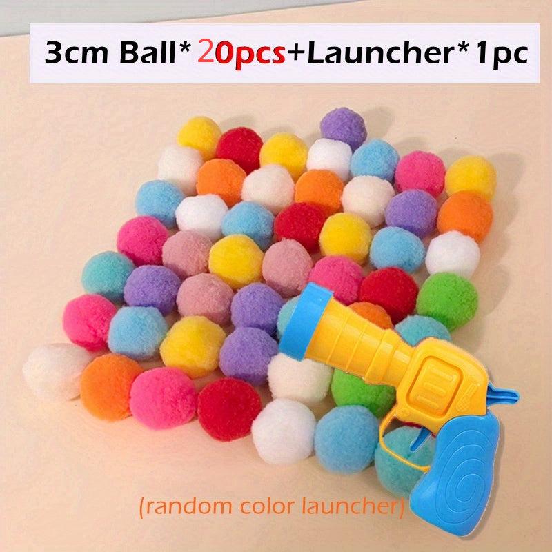 Interactive Launcher Cat Toy + 20 Plush Balls for Cat & Dog Training