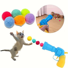 Interactive Launcher Cat Toy + 20 Plush Balls for Cat & Dog Training